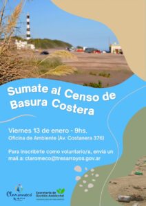 Realizarán un Censo de Basura Costera en Claromecó