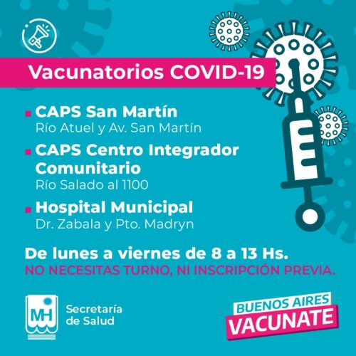 Covid19: Vacunatorios habilitados en Monte Hermoso