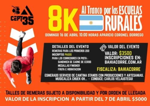 Atletismo en Aparicio: Organizan los 8K “Al tranco por las escuelas rurales”