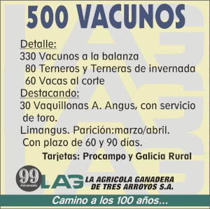 Remate Nº 920 de la Agrícola Ganadera, en la sociedad Rural de Avenida Libertad y Aníbal Ponce
