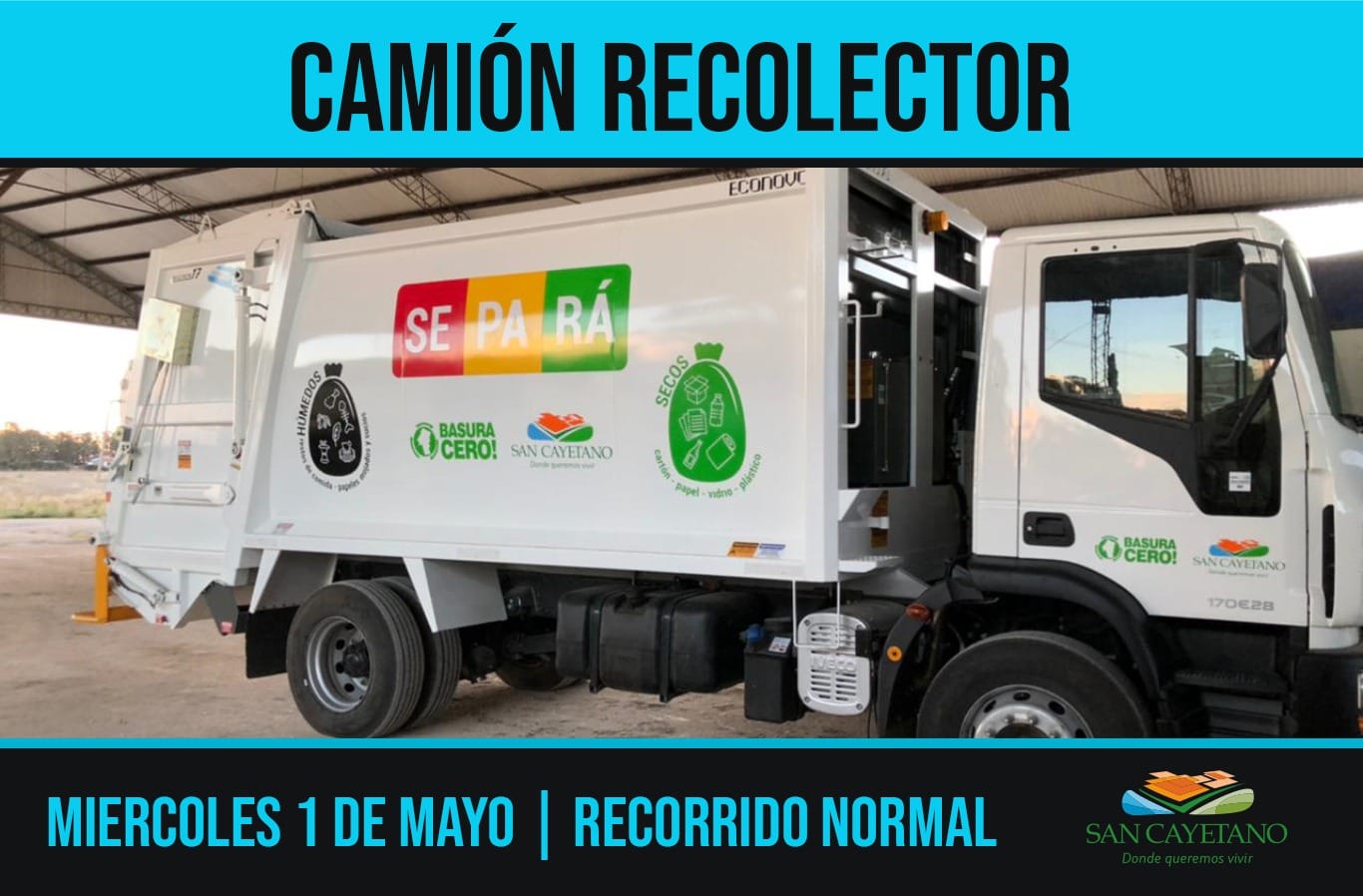 San Cayetano: Normal recorrido del camión recolector
