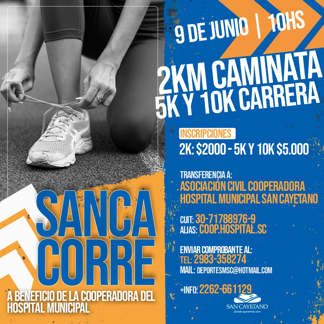 “Sanca corre” a beneficio de la Cooperadora del Hospital