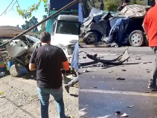 Camión chocó varios autos en Ruta 2 y se incrustó contra una parrilla: Un muerto (videos)