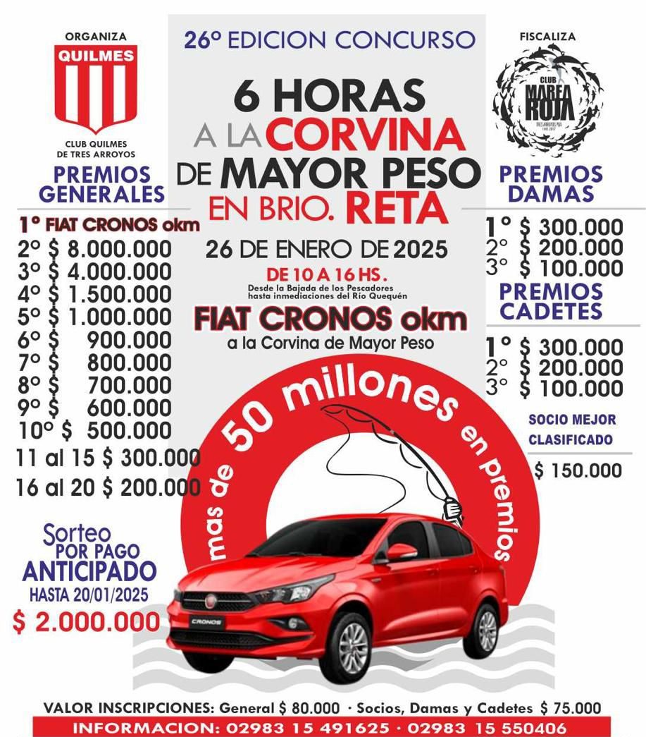 Último día de inscripción anticipada al concurso pesquero de Quilmes