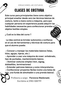Taller de costura para principiantes en La Cacuri