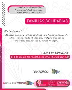 Convocan a Familias Solidarias