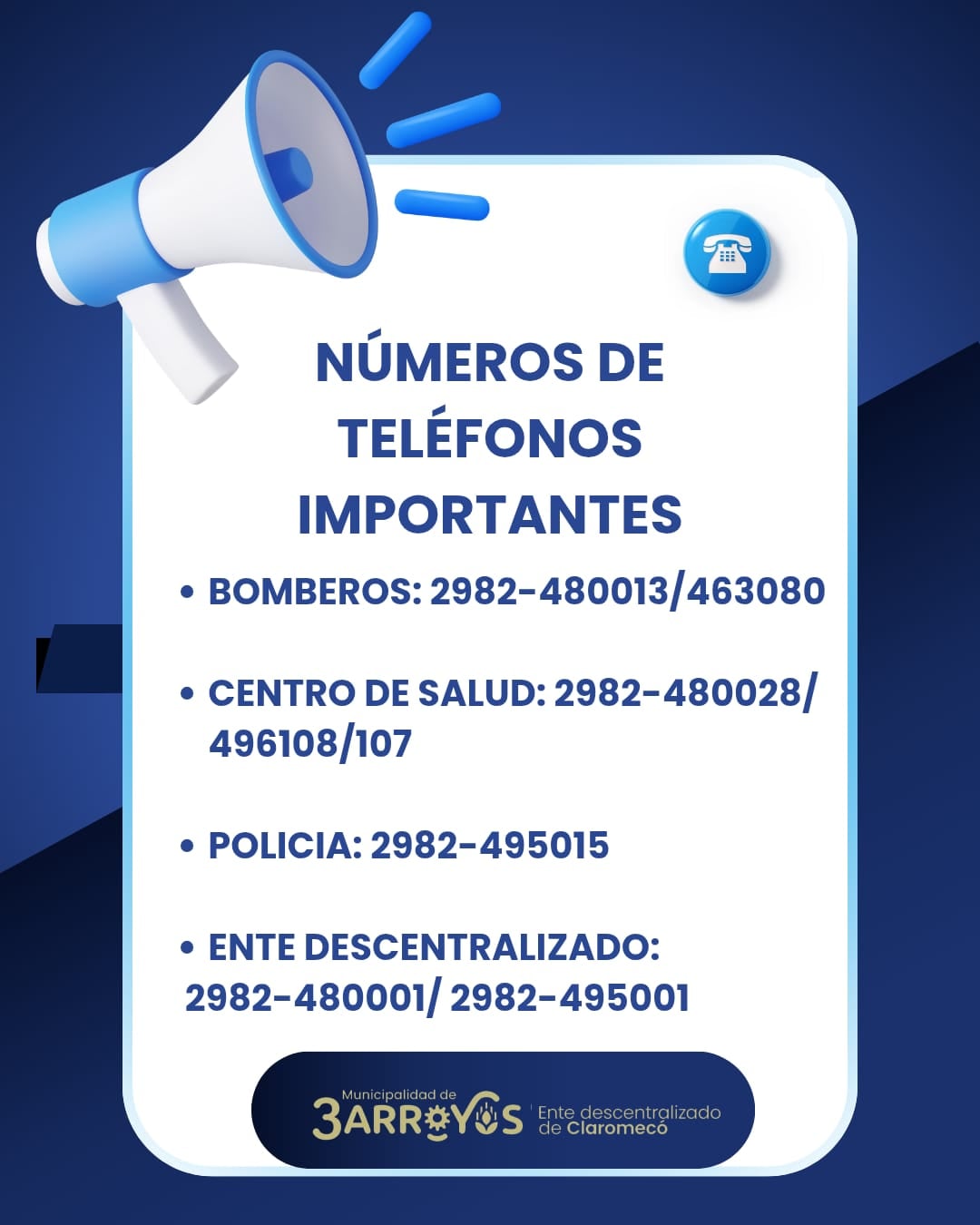 Claromecó: Números de teléfono importantes