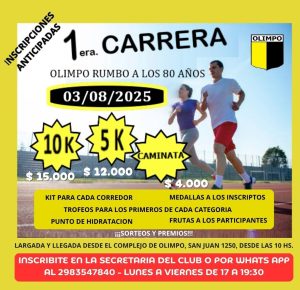 El Club Olimpo organiza su 1era carrera