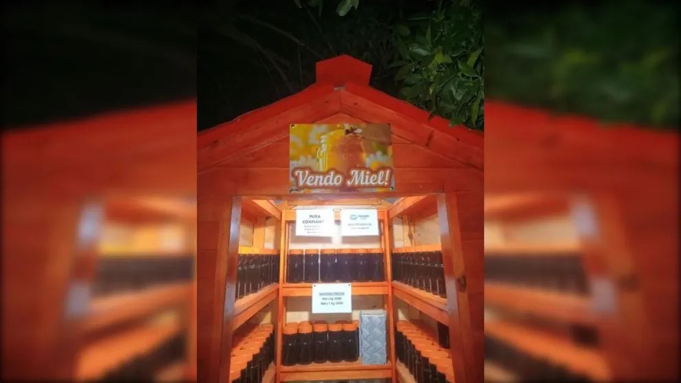 Confianza total: Productor apícola puso autoservicio de miel en plena ruta