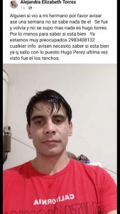 Preocupación familiar por Hugo Torres