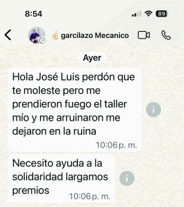 Garcilazo denunció que el incendio del taller fue intencional. Pide ayuda