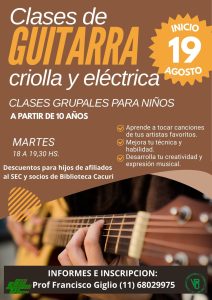 Biblioteca Cacuri: Clases de guitarra criolla y eléctrica