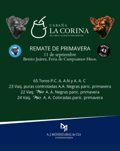 A.J Mendizábal remata la producción de Cabaña La Corina en Juárez