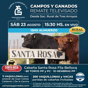 Se viene el remate de Cabaña Santa Rosa en Tres Arroyos