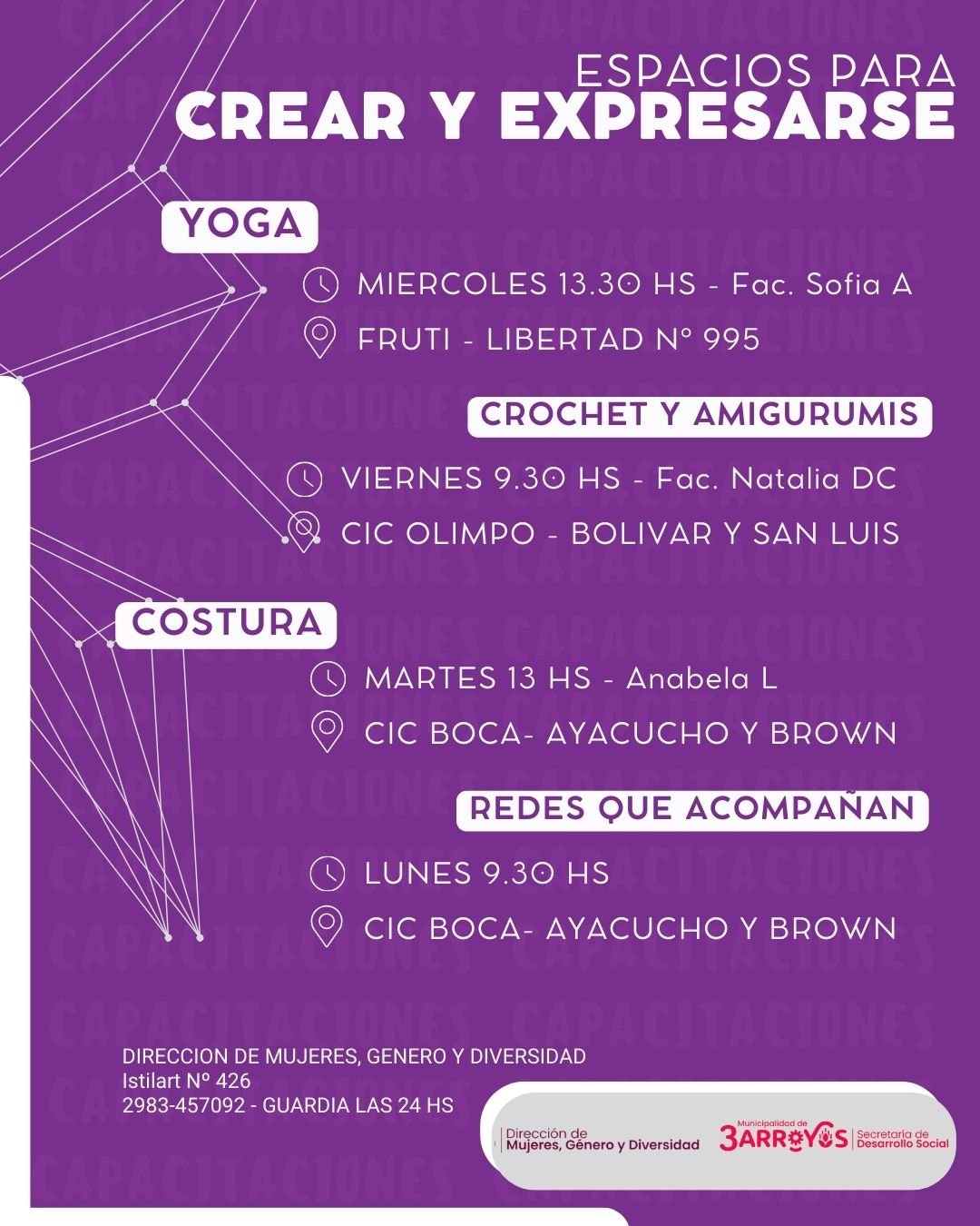 Dirección de Mujeres: disponible la inscripción para sus talleres
