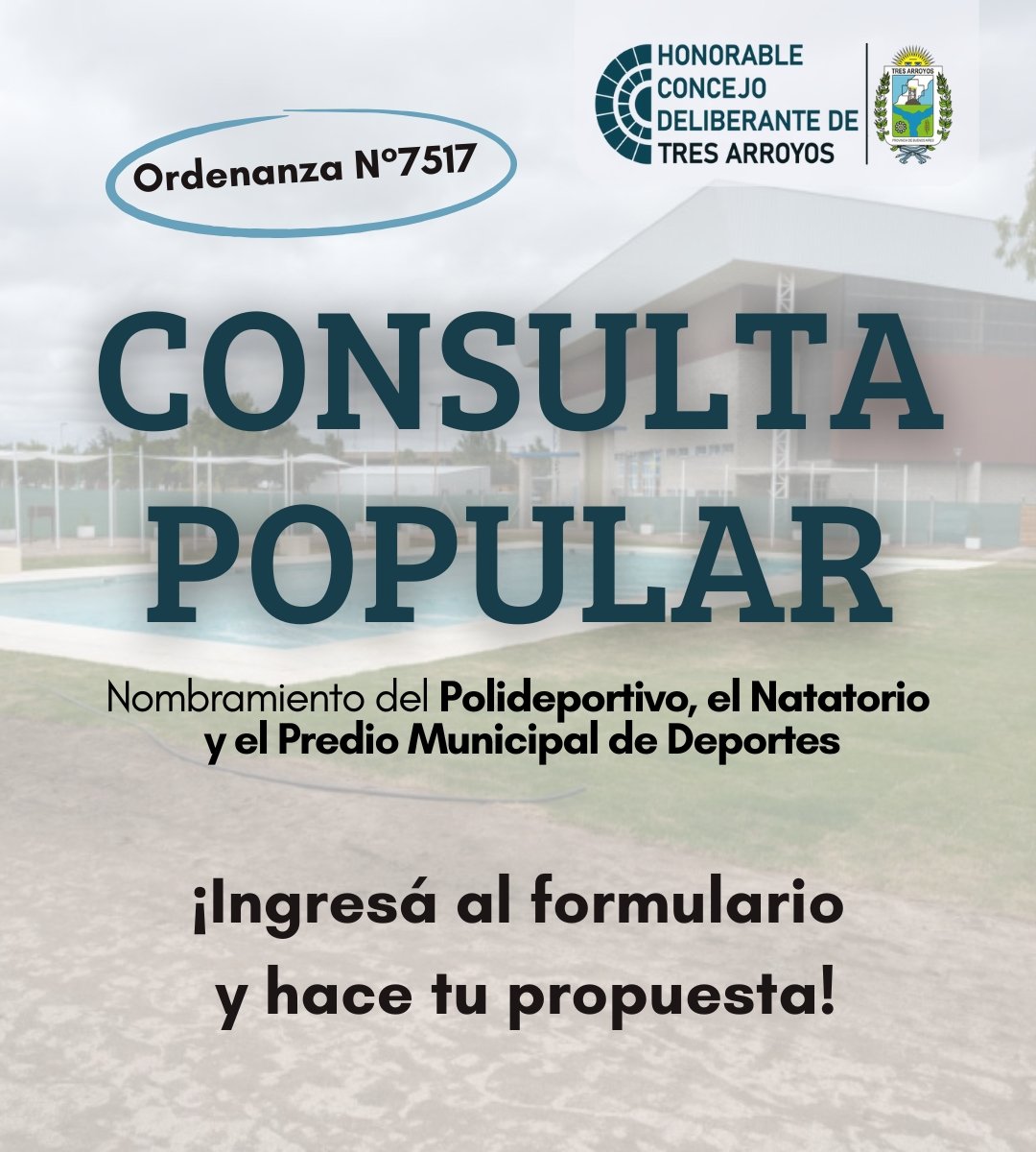 ¡Elige el Nombre! Consulta Popular para el Nuevo Polideportivo, Natatorio y Predio Deportivo Municipal