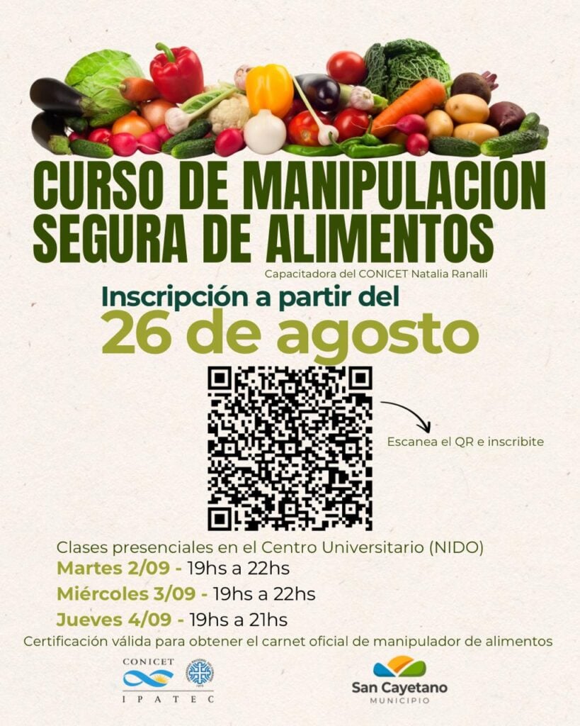 Curso de manipulación de alimentos en San Cayetano