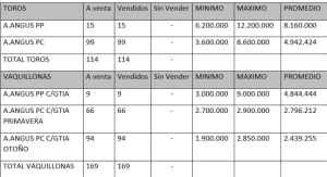La Torcacita: pagaron 12.200.000 por un toro Angus PP