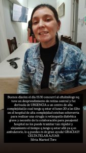 Silvia Toro necesita ayuda para afrontar cirugía ocular