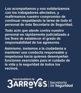 La Secretaría de Seguridad repudia lo ocurrido ayer en el Barrio Olimpo