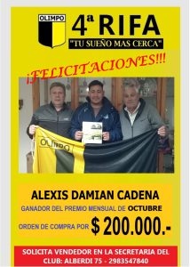“Tu sueño más cerca”: Olimpo entregó premio mensual a Alexis Damián Cadena