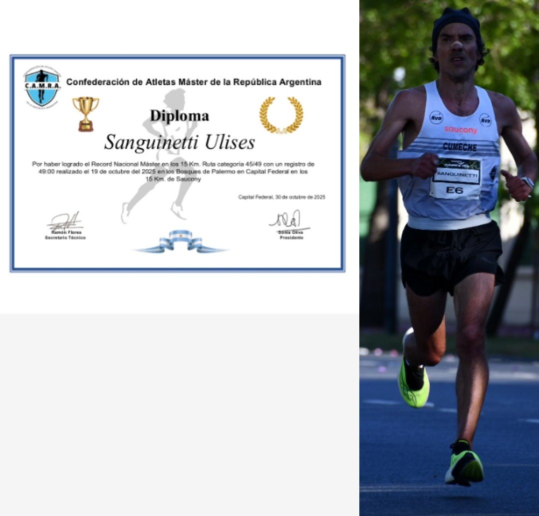 Atletismo: Revalidaron el récord de Ulises Sanguinetti en los 15K Saucony