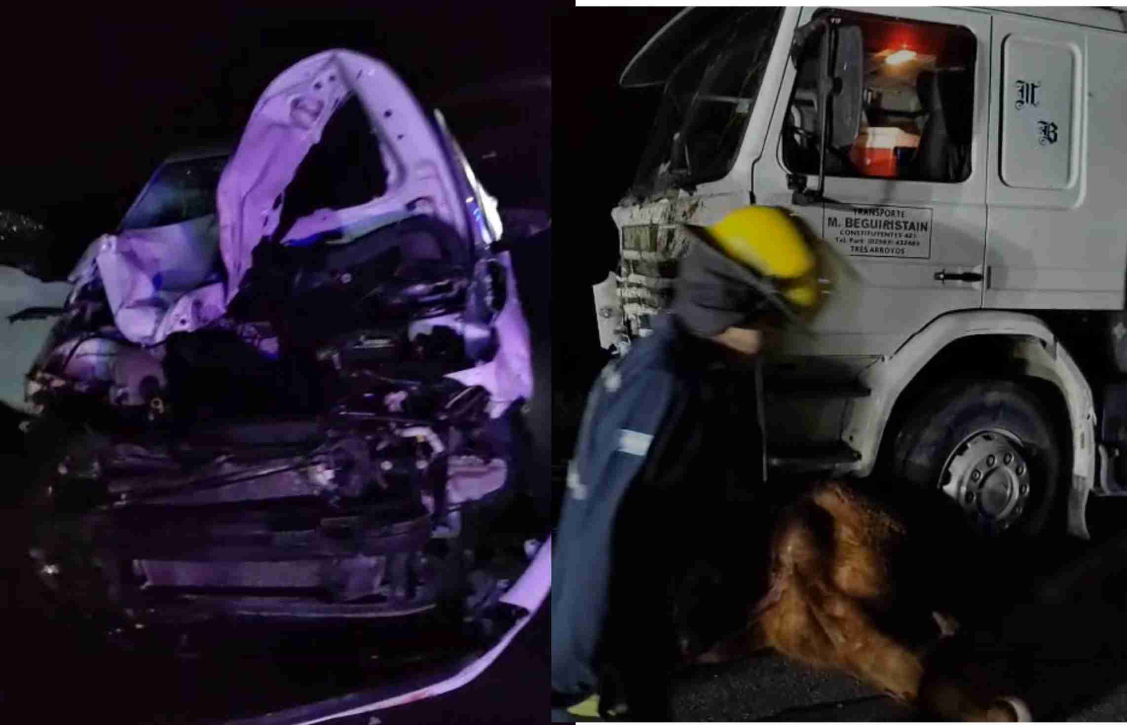 (videos) Un camión y un auto chocaron contra vacas sueltas en la Ruta 228