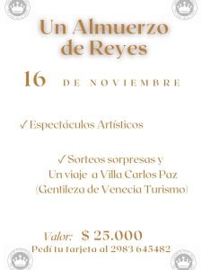 El domingo en el Centro de Jubilados se realiza el almuerzo de Reyes Magos