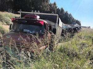 Transportista de Tres Arroyos volcó en Ruta 228