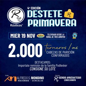 Habrá más de 3000 cabezas en el Destete de Primavera de Rústicos
