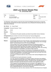 F1: Ganó Verstappen. Descalificaron a los Mc Laren. Colapinto 15º