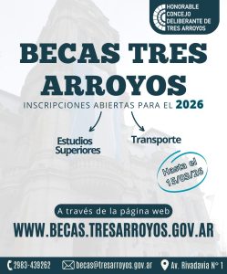 Inscripciones abiertas para becas Tres Arroyos 2026