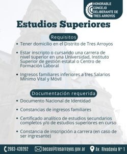 Inscripciones abiertas para becas Tres Arroyos 2026