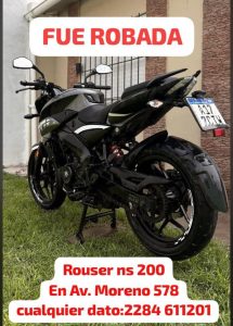 Otra más, robaron una moto Rouser NS 200