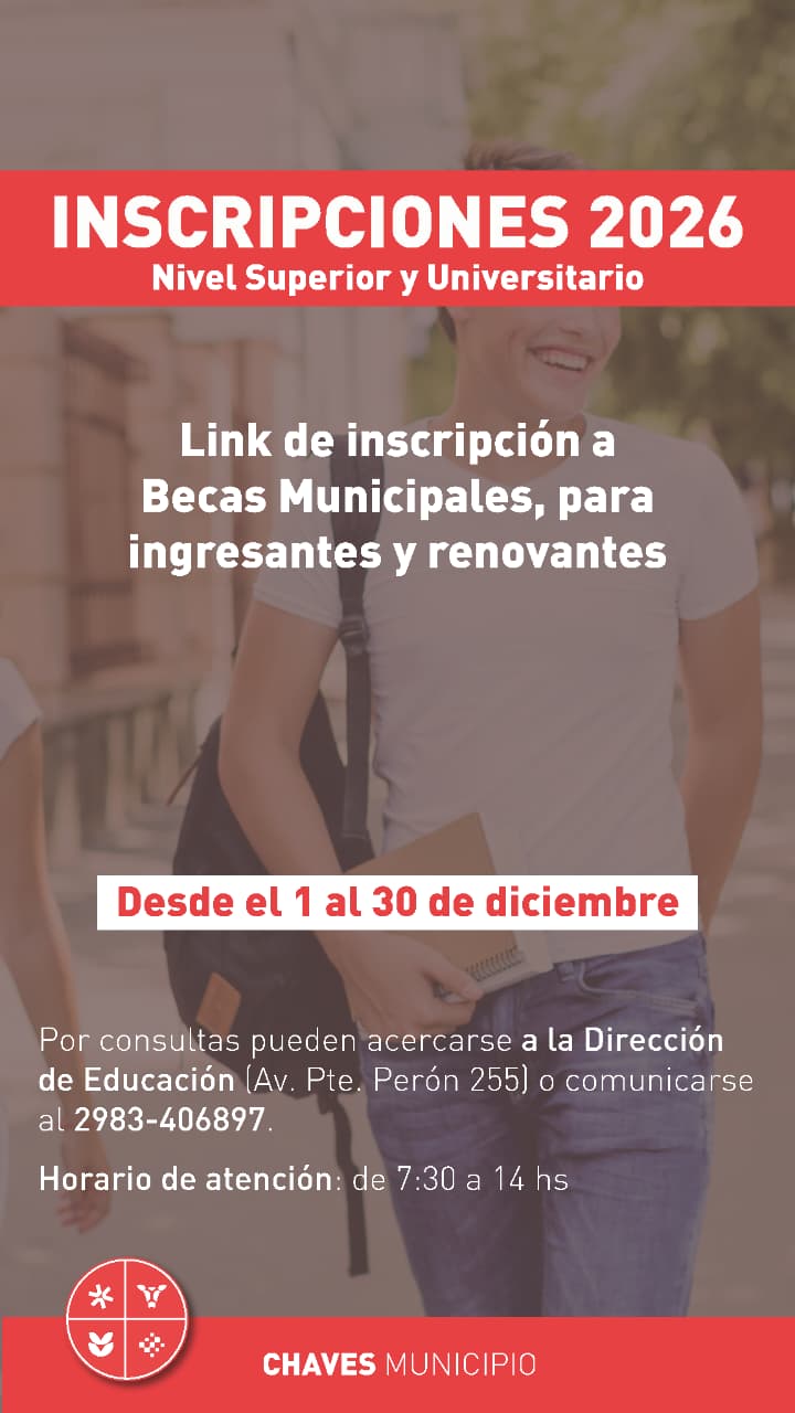 Chaves: inscripciones Nivel Superior y Universitario, Ciclo Lectivo 2026