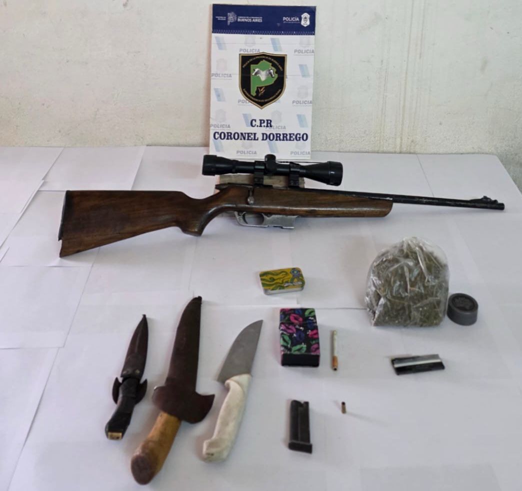Dorrego: Aprehendido con marihuana y un arma en un camino rural