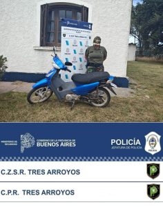 CPR interceptó y detuvo a delincuentes de Claromecó que robaron una moto