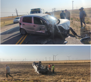 Choque y vuelco en Ruta 51 cerca del Parque Eólico