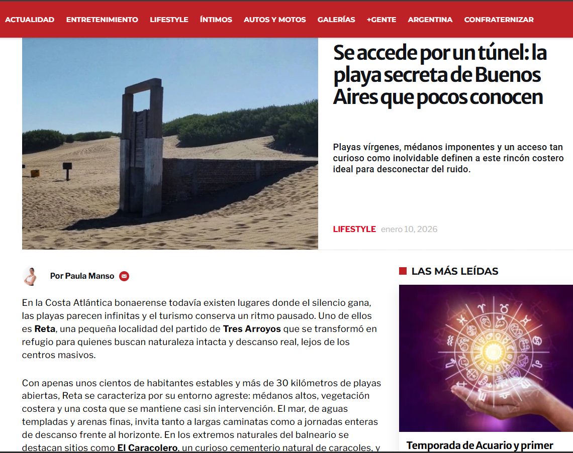 Revista Gente promociona a Reta como “la playa secreta”