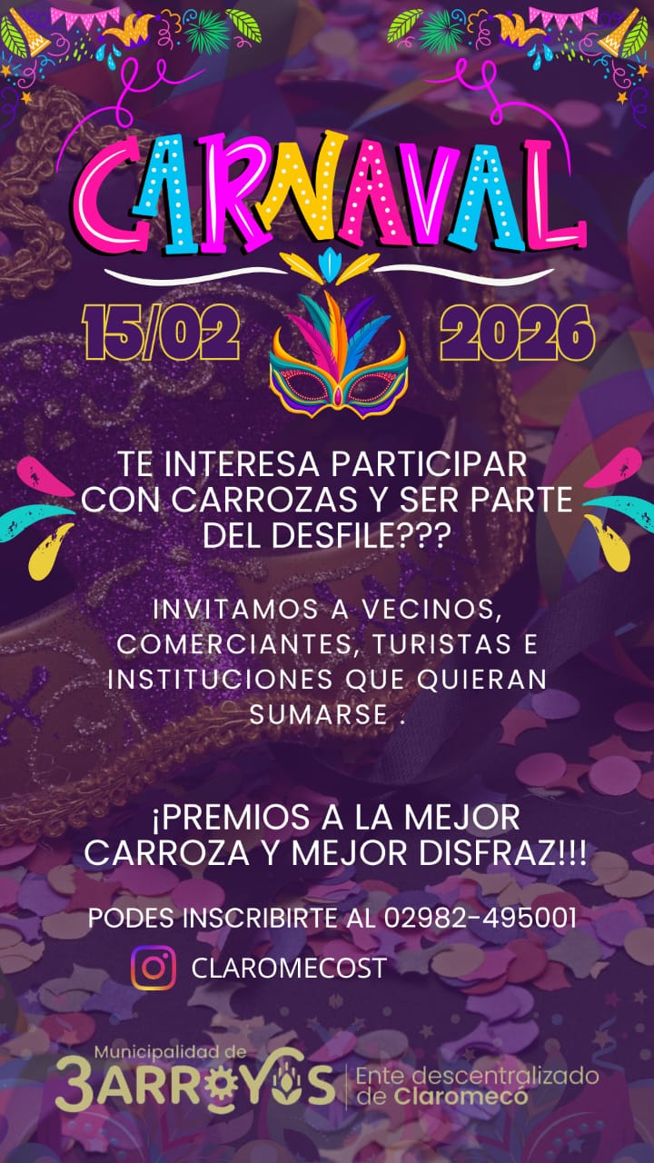 Cierre de convocatoria para participar del Carnaval en Claromecó
