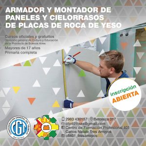 El Centro de Formación Laboral Nº 401 anuncia la inscripción a cursos 2026
