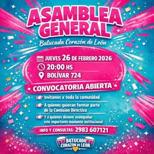 Convocatoria para renovar la comisión directiva de la Batucada “Corazón de León”