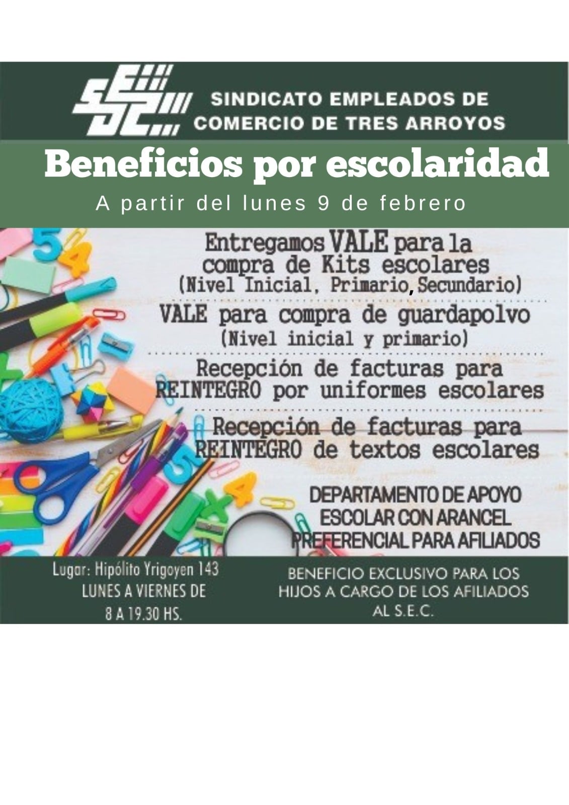 Beneficios educativos para afiliados a Empleados de Comercio