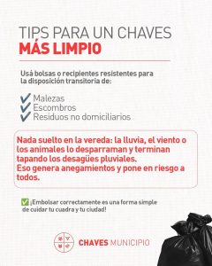 Chaves Municipio: campaña de cuidado, orden y limpieza en la vía pública