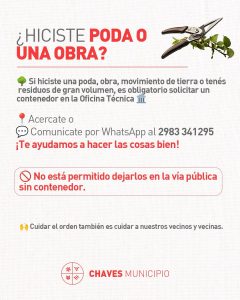 Chaves Municipio: campaña de cuidado, orden y limpieza en la vía pública