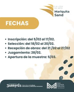 Inscripciones abiertas para el Salón de Arte Mariquita Sand 2026