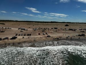 Desde el aire: un domingo a pleno en toda la cancha de pesca (video)