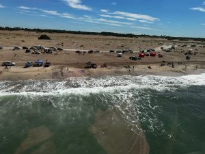 Desde el aire: un domingo a pleno en toda la cancha de pesca (video)