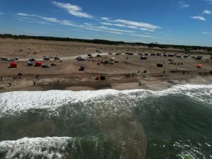 Desde el aire: un domingo a pleno en toda la cancha de pesca (video)