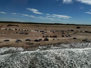 Desde el aire: un domingo a pleno en toda la cancha de pesca (video)
